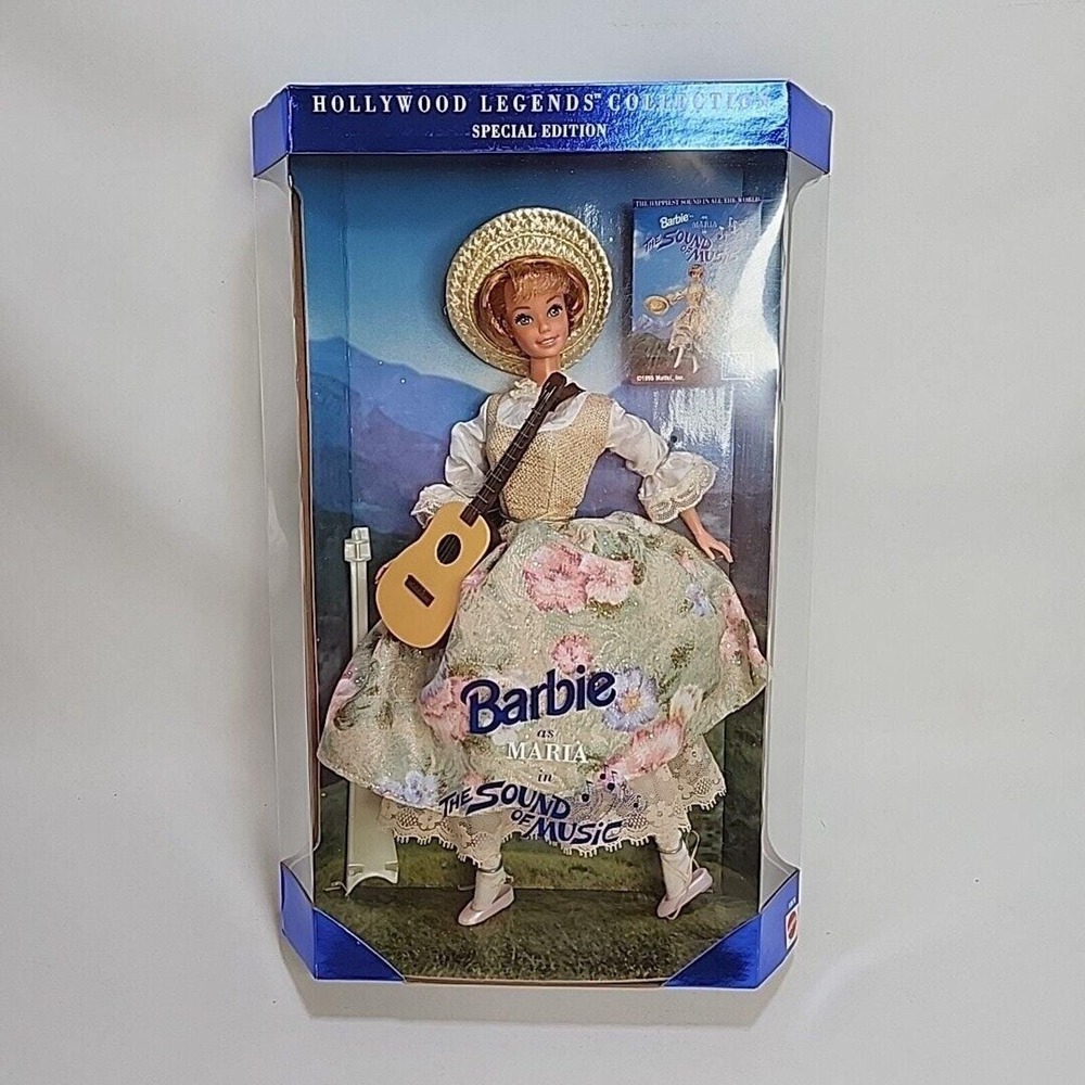 1995 Barbie Maria Sound of Music Hollywood Legends 13676 Guitar Straw Hat COA